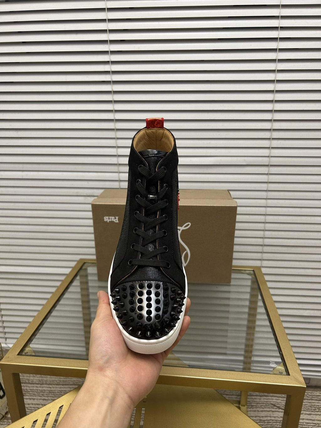 Christian Louboutin Perforated Toe High-Top Sneakers